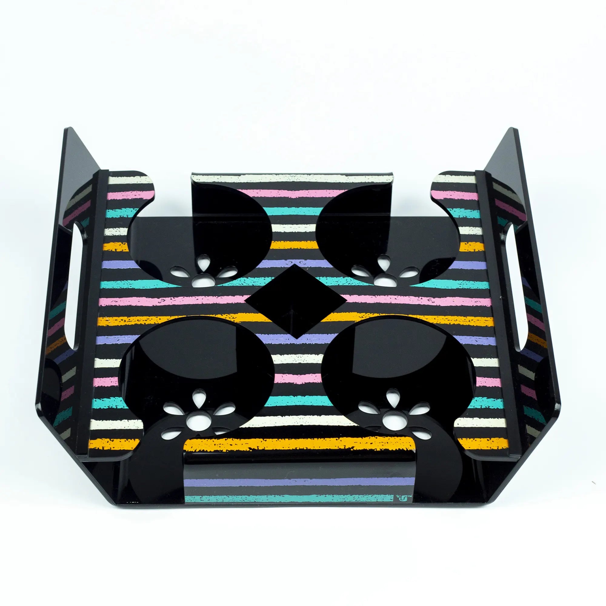 Modern Acrylic 4-Mug Holder with Colorful Stripe Design - Stylish Mug Storage Rack