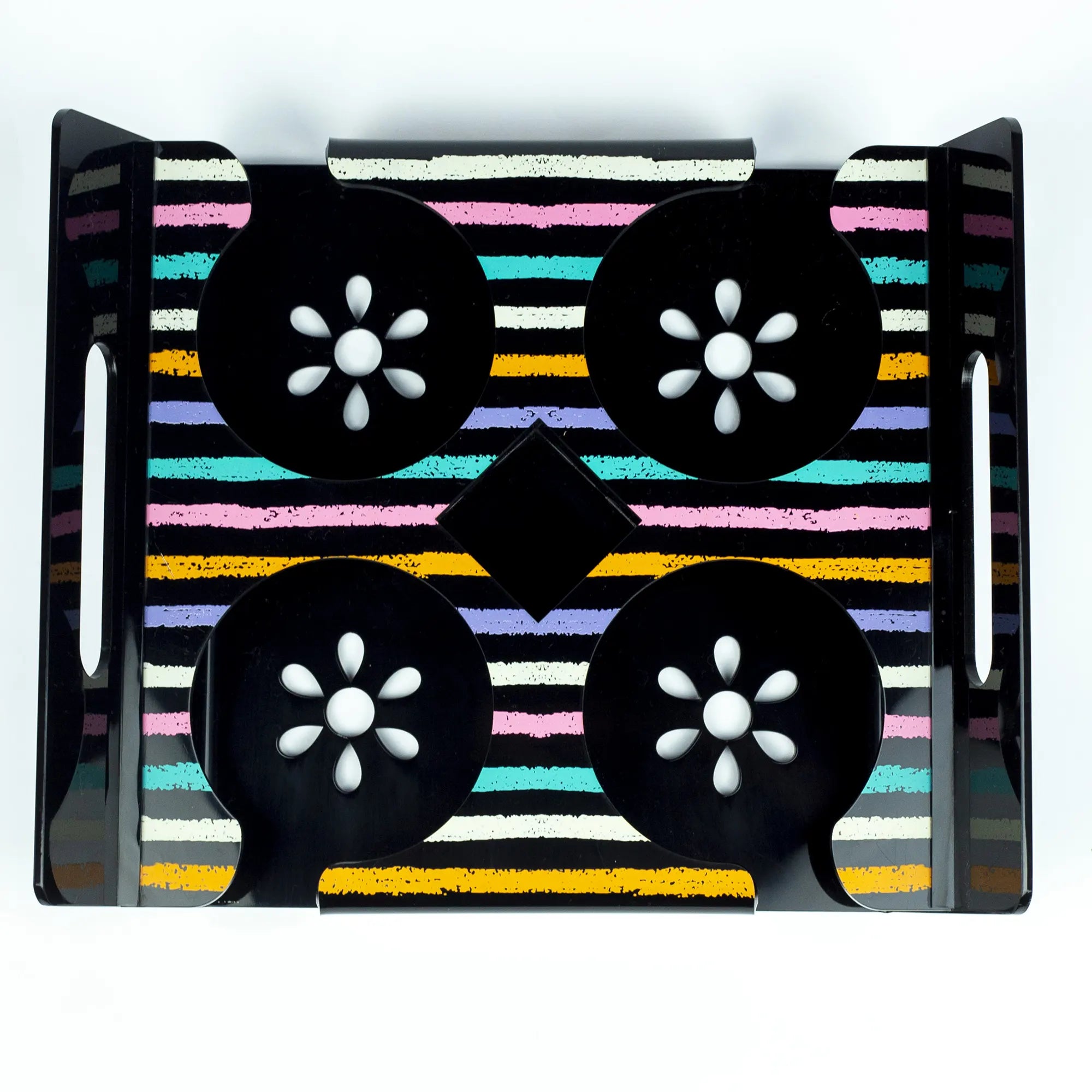 Modern Acrylic 4-Mug Holder with Colorful Stripe Design - Stylish Mug Storage Rack