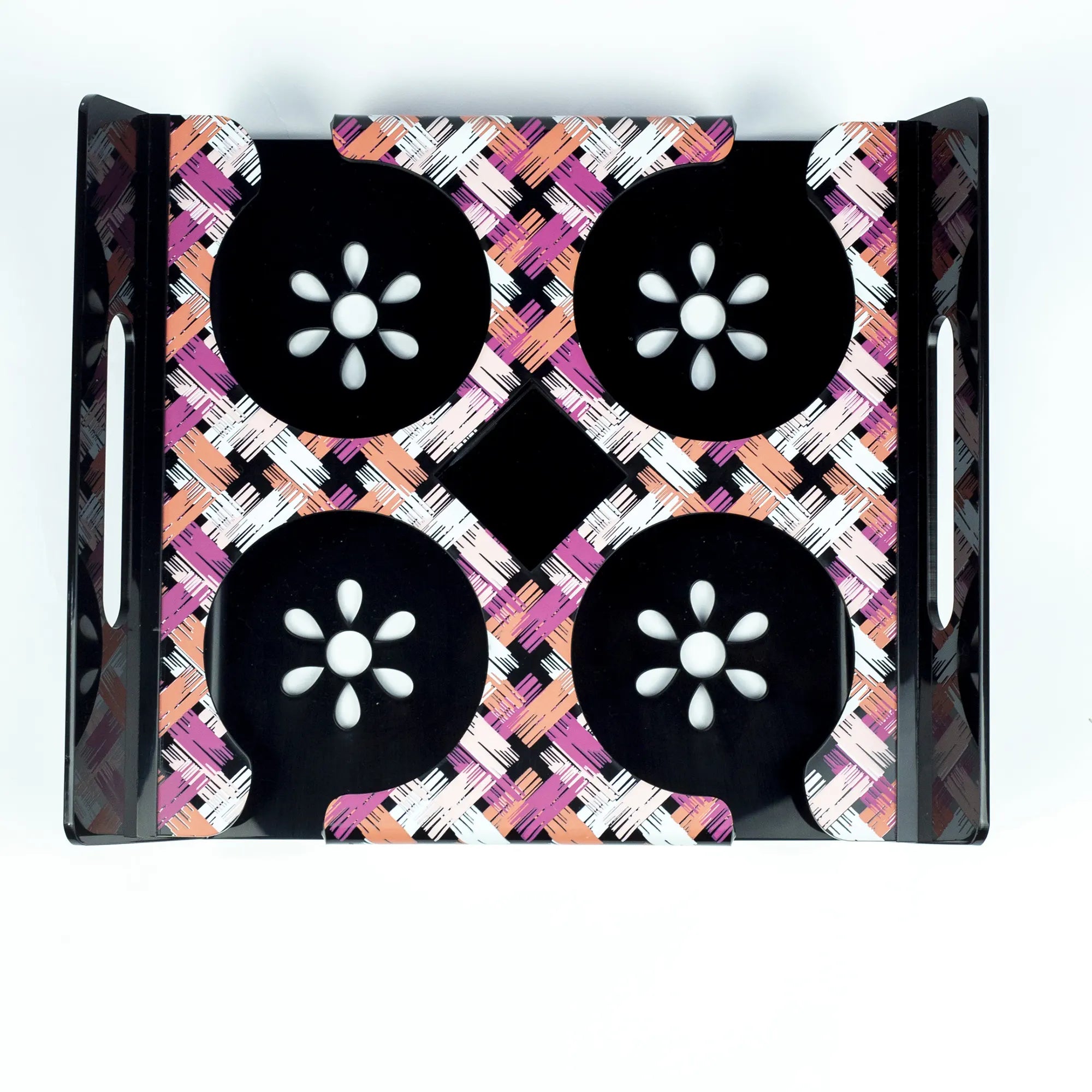 Modern Acrylic 4-Mug Holder with Colorful Stripe Design - Stylish Mug Storage Rack