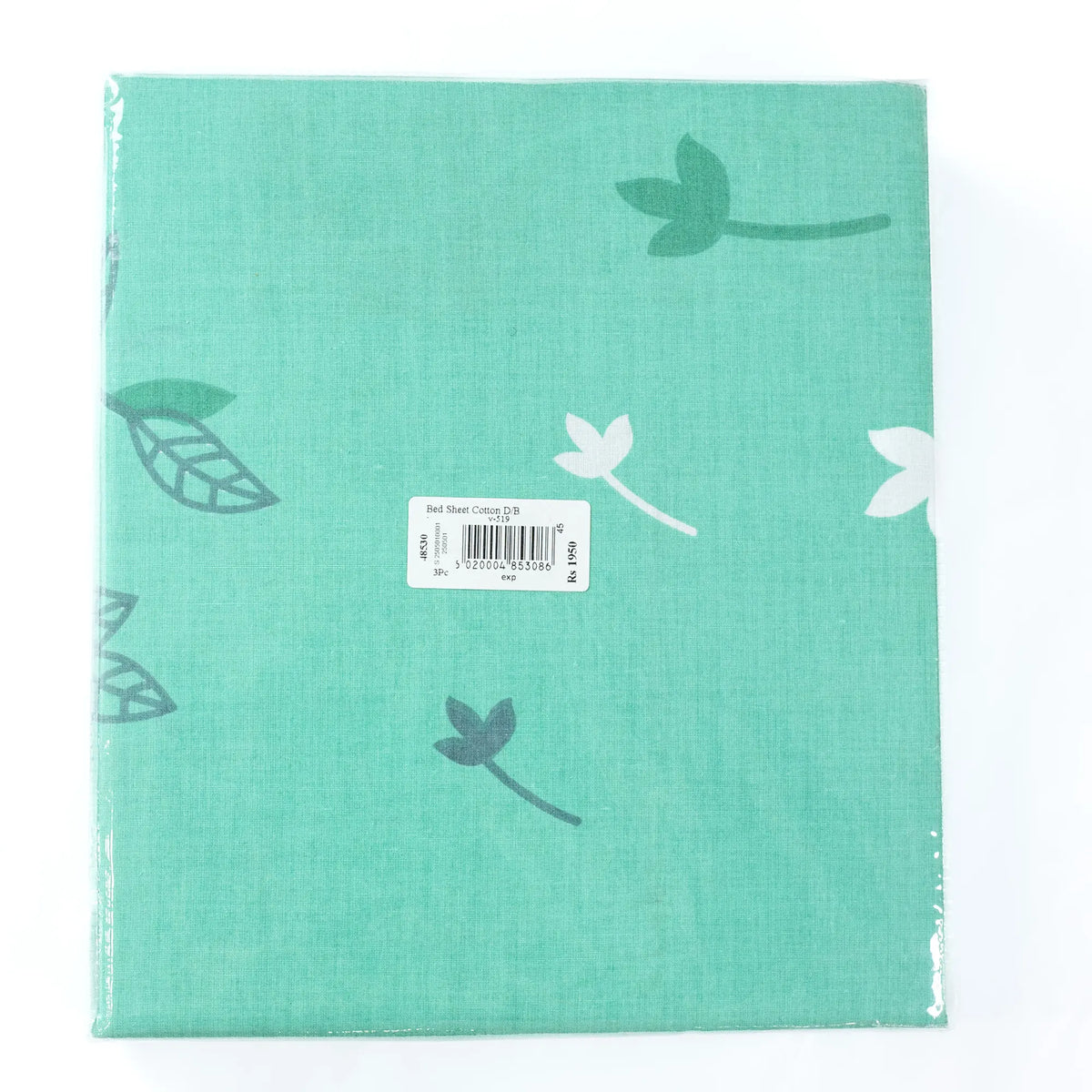 Printed Cotton 3Pcs King Size Bedsheet Set Sea Green