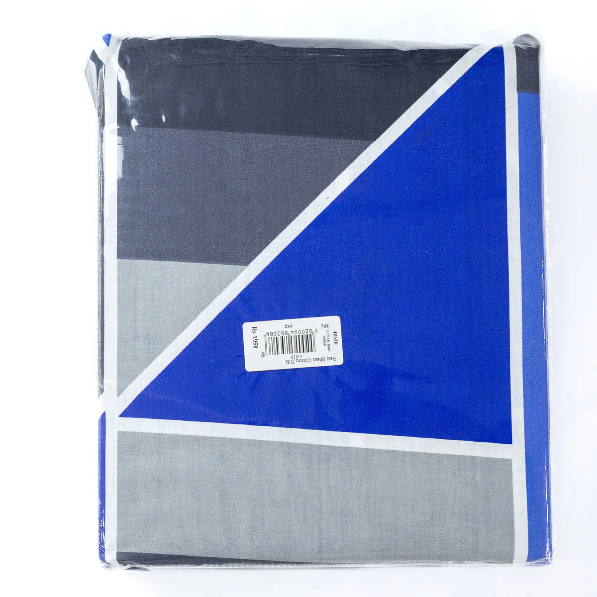 Printed Cotton 3Pcs King Size Bedsheet Gray-Blue