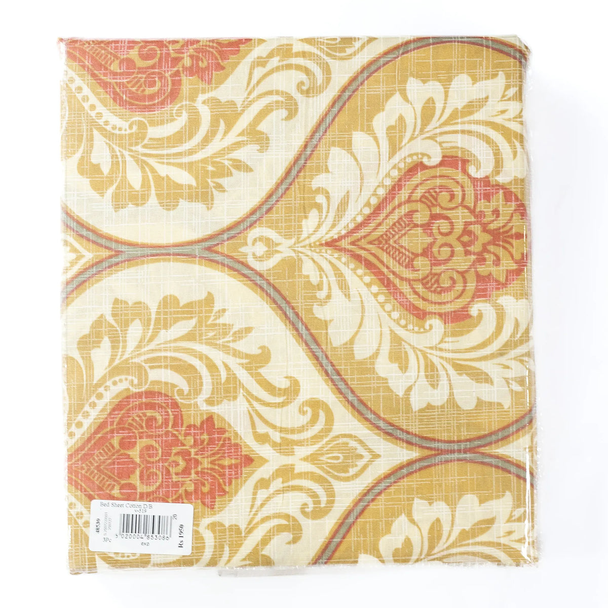 Printed Cotton 3Pcs King Size Bedsheet Yellow