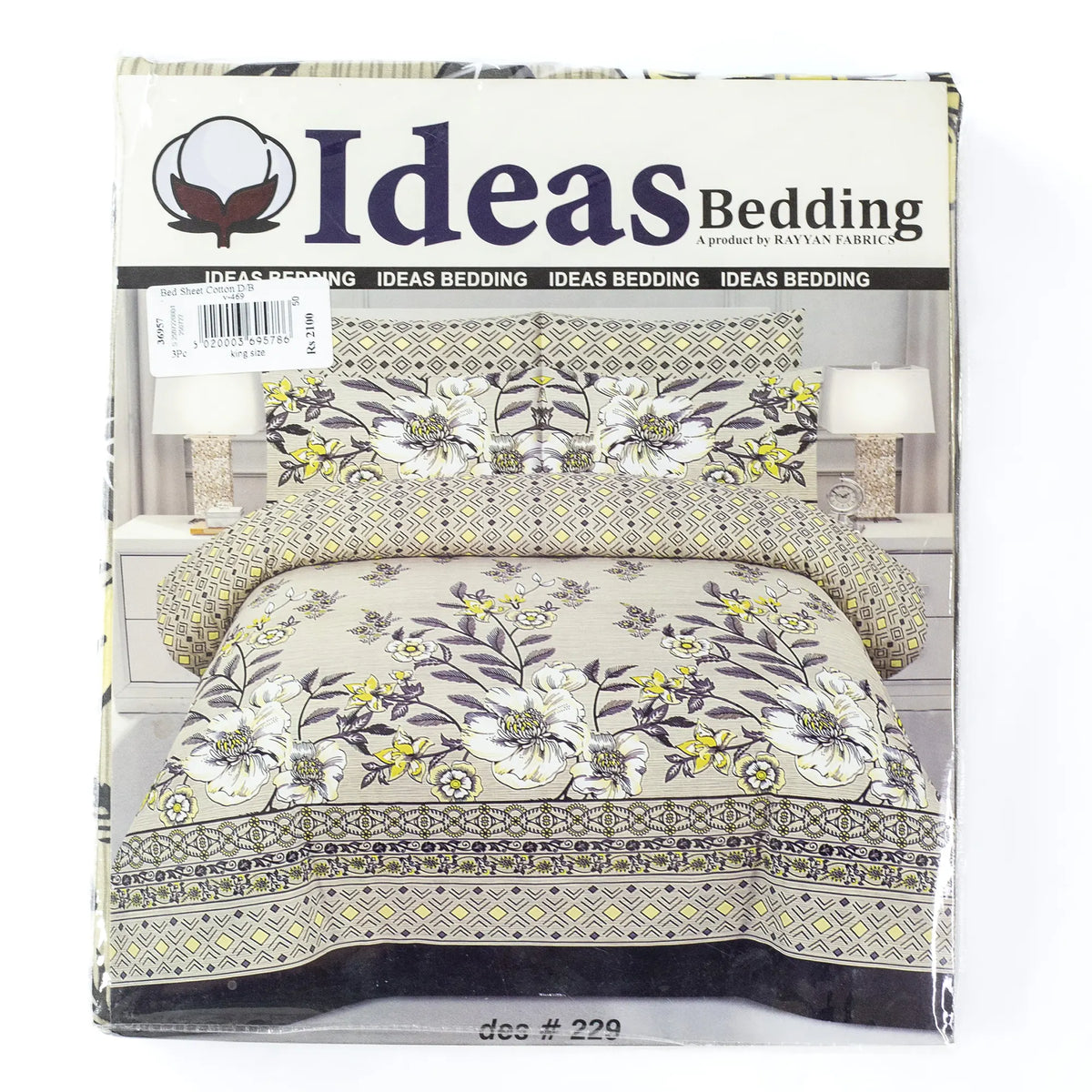 Ideas Printed Cotton 3Pcs King Size Bedsheet Set Design 229