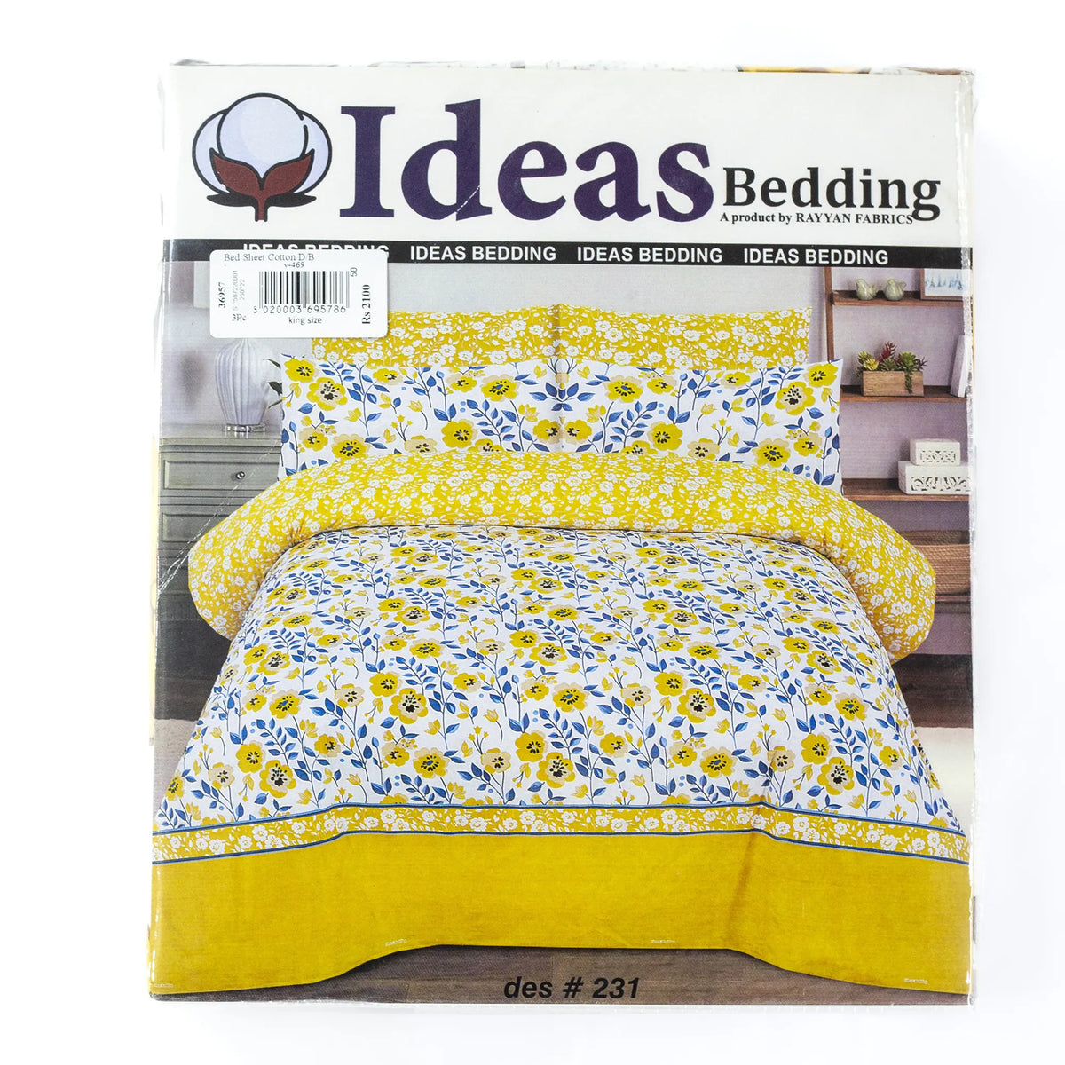 Ideas Printed Cotton 3Pcs King Size Bedsheet Set Design 231