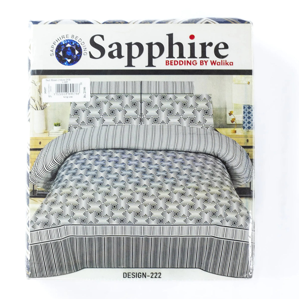 Sapphire Printed Cotton 3Pcs King Size Bedsheet Set Design 222