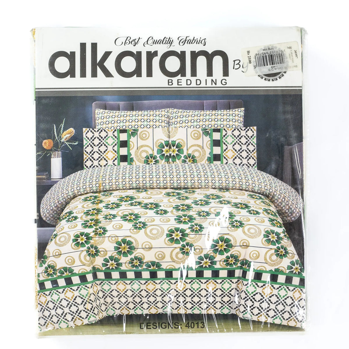 Al Karam Printed Cotton 3Pcs King Size Bedsheet Set Design 4013