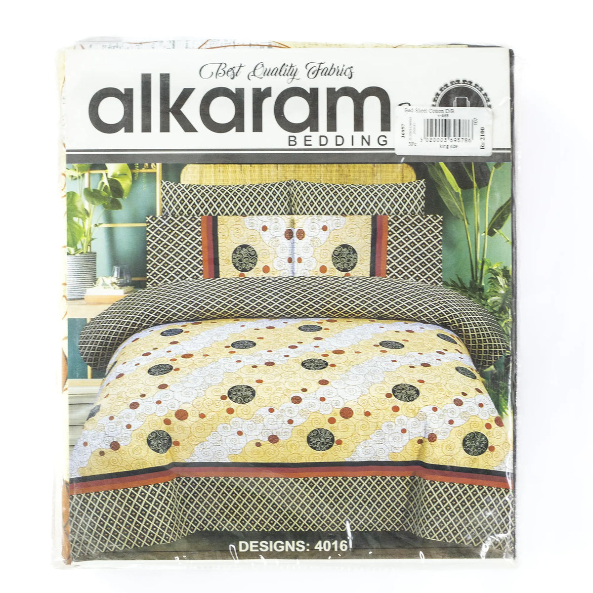 Al Karam Printed Cotton 3Pcs King Size Bedsheet Set 4016