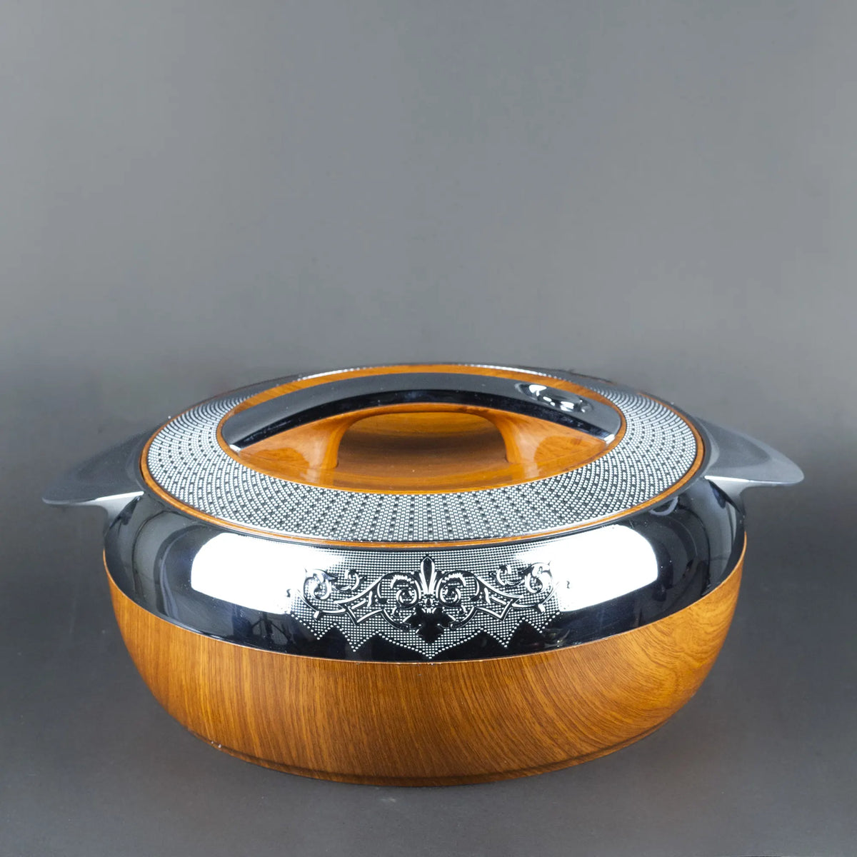 Insulated Plastic Hot Pot with Wood-Grain Finish - Thermal Food Warmer
