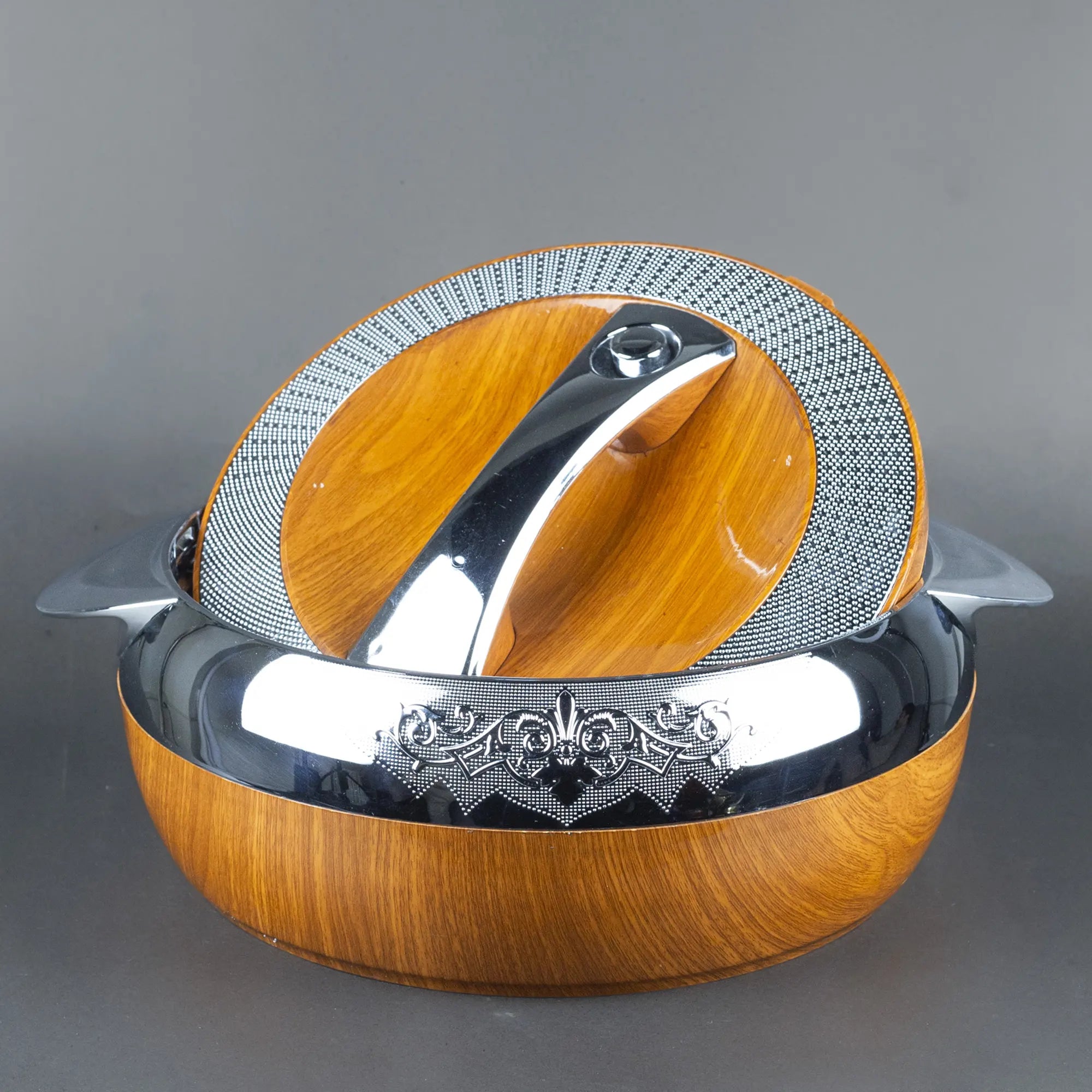Insulated Plastic Hot Pot with Wood-Grain Finish - Thermal Food Warmer