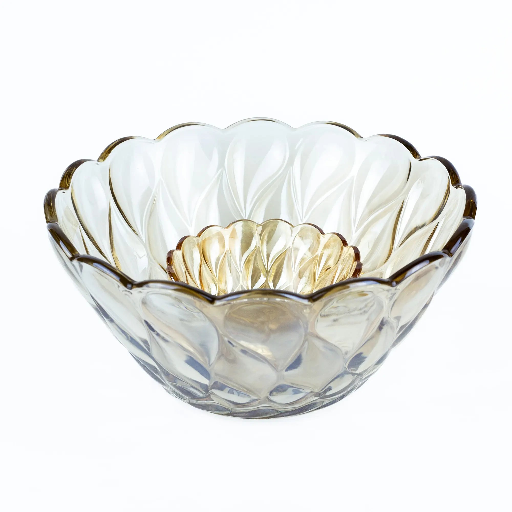 Elegant Glass Serving Bowl with Crystal & Leaf Etching - Decorative Centerpiece