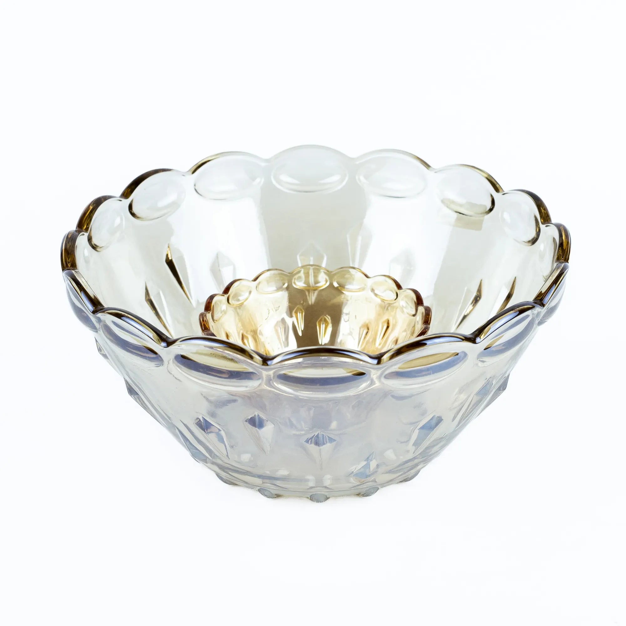 Elegant Glass Serving Bowl with Crystal & Leaf Etching - Decorative Centerpiece