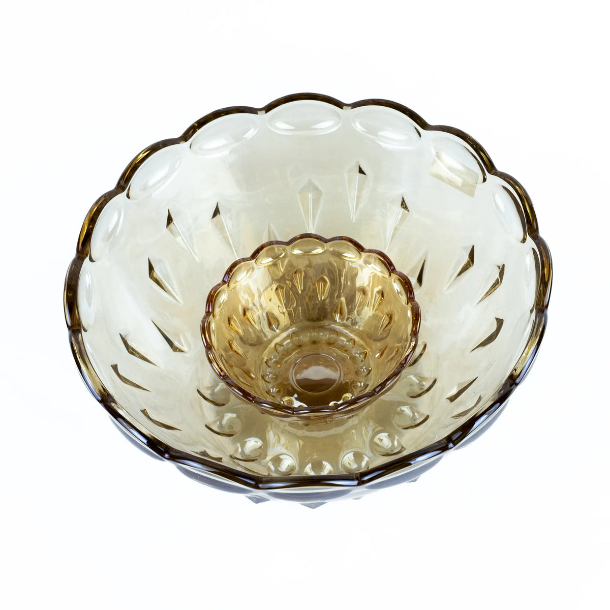 Elegant Glass Serving Bowl with Crystal & Leaf Etching - Decorative Centerpiece