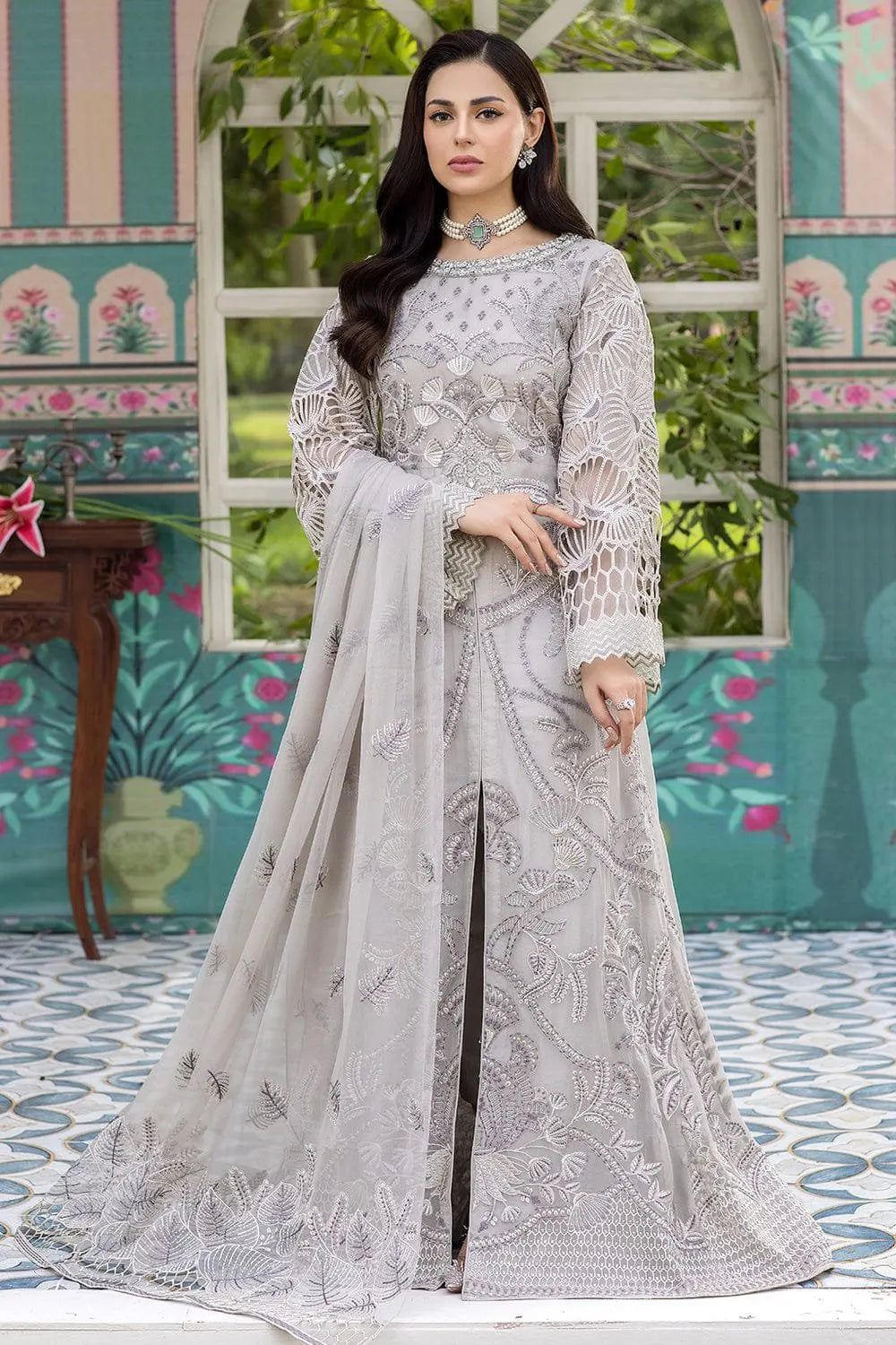Flossie Embroidered Chiffon Suit