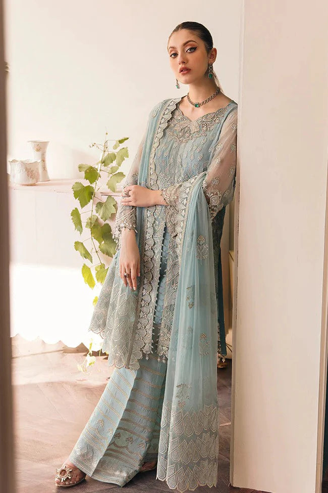 FLOSSIE FE 503 SERENE CERULEAN FLORENCE LUXURY EXECUTIVE CHIFFON COLLECTION