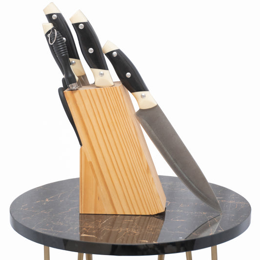 Star Bo Knife Set with Scissor and Wooden Stand - Versatile Kitchen Cutlery Collection